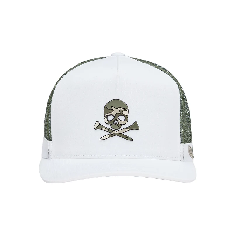 GFORE Monochrome Skull & Tees Trucker Men's Cap (Snow) - Image 2