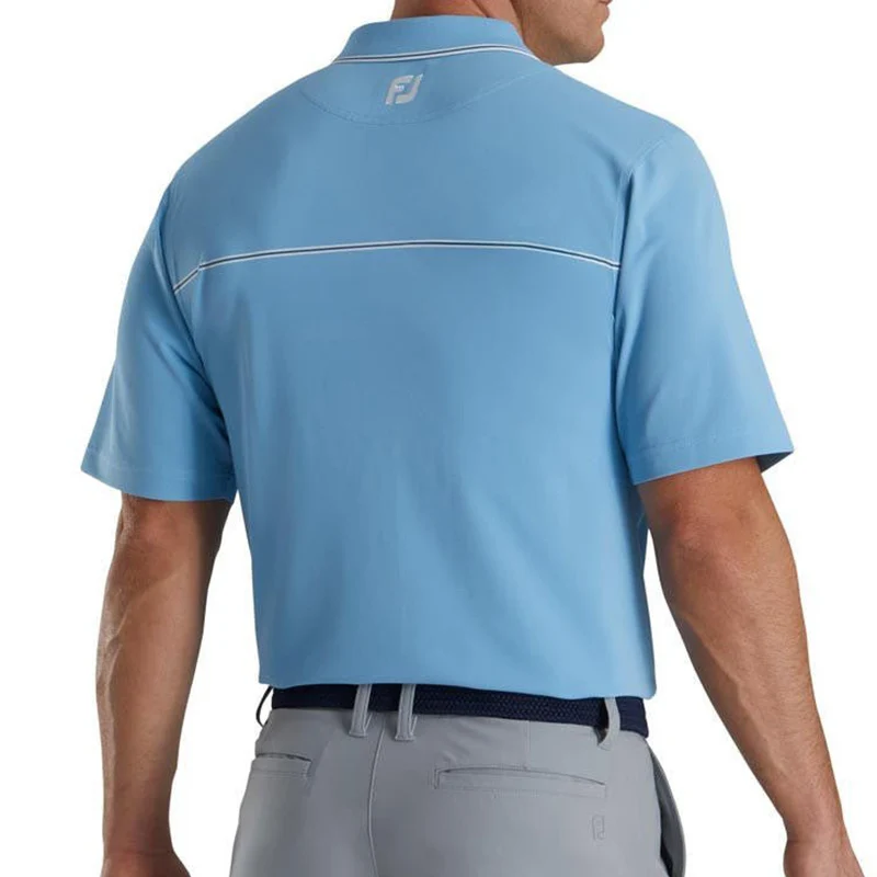 FOOTJOY Small Details Stretch Pique Men's Polo (Blue) - Image 4