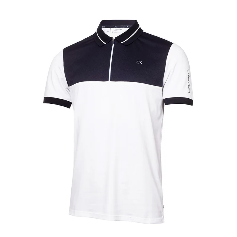CALVIN KLEIN Whitman Zipped Men's Polo (White/Navy)