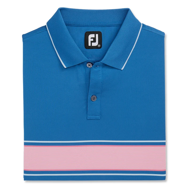 FOOTJOY FootJoy Striped Lisle Men's Polo (Sapphire) - Image 4