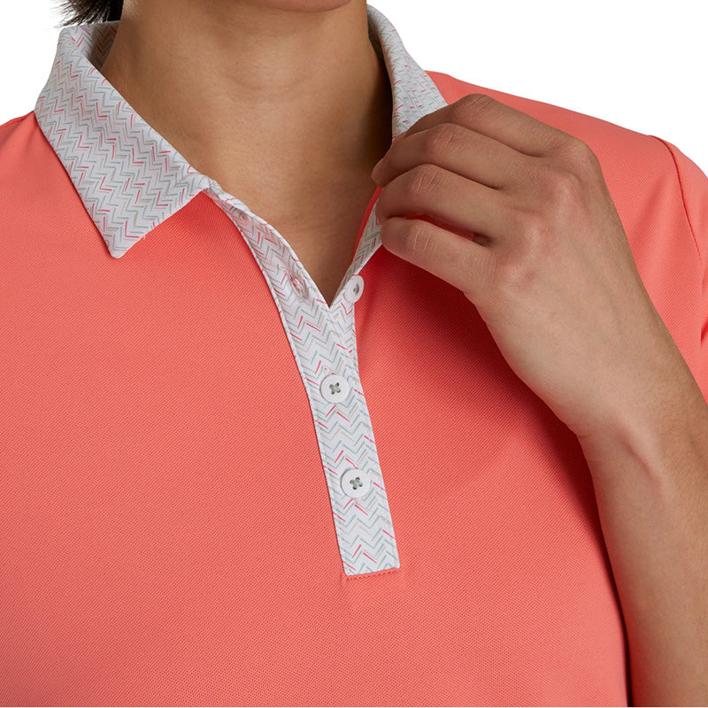 FOOTJOY Print Trim Women's Polo (Peach) - Image 3