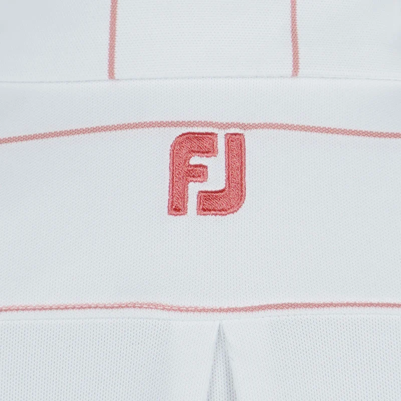 FOOTJOY Cap Sleeve Pinstripe Women's Polo (White/Peach) - Image 4