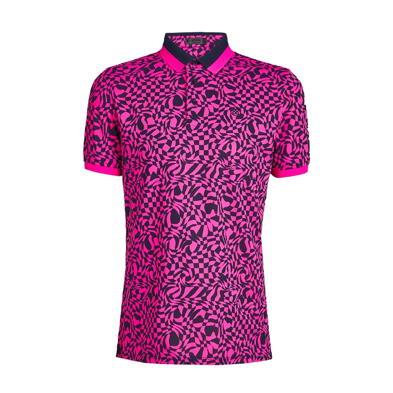 GFORE Mini Distorted Pique Men's Polo (Day Glo Pink)