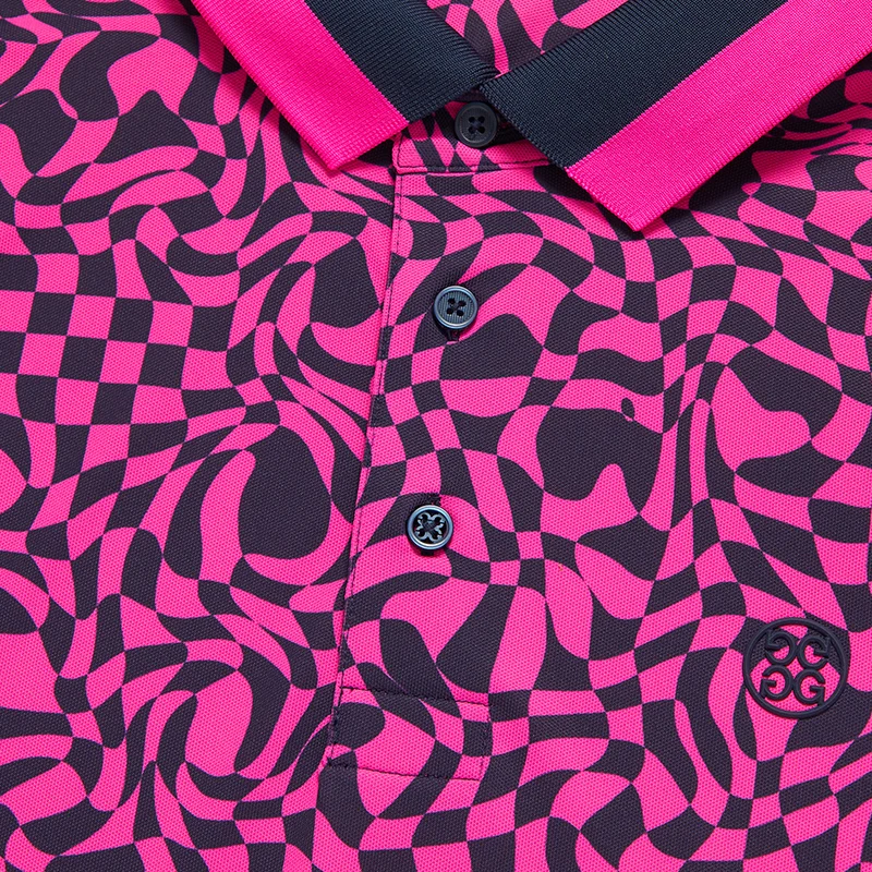 GFORE Mini Distorted Pique Men's Polo (Day Glo Pink) - Image 4
