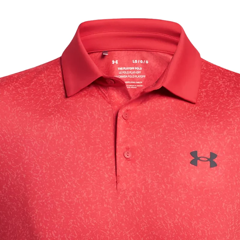 UNDER ARMOUR Playoff 3.0 Coral Jacquard Men's Polo (Red) - Image 3