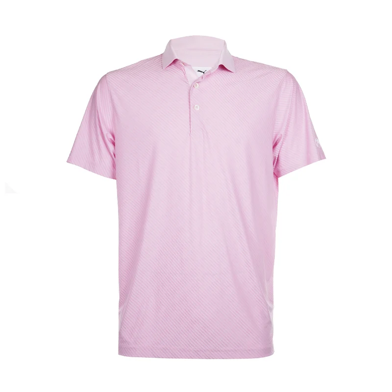 PUMA x Arnold Palmer Jacquard Men's Striped Polo (Pale Pink)