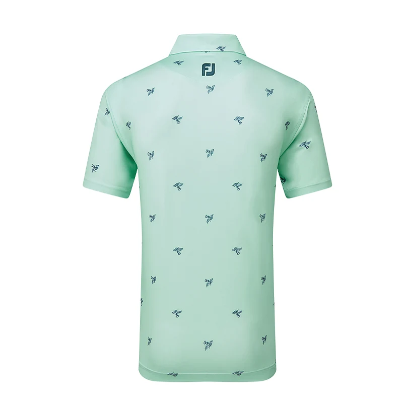 FOOTJOY Thistle Print Lisle Men's Polo (Sea Grass) - Image 2