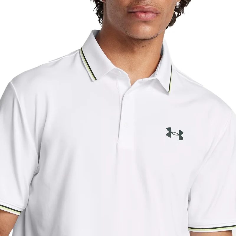 UNDER ARMOUR Playoff 3.0 Rib Men's Polo (White/Green) - Image 3