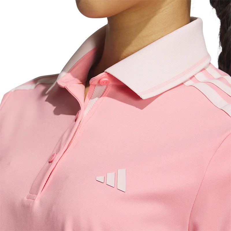 ADIDAS 3-Stripes HEAT.RDY Short Sleeve Women's Polo (Pink) - Image 3