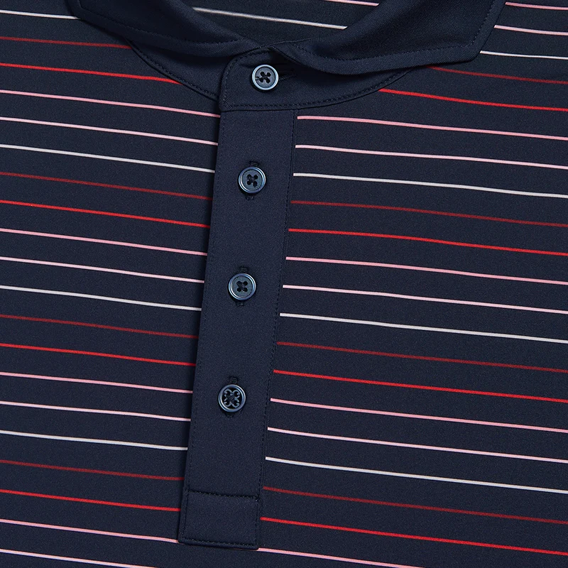 GFORE Multi Stripe Tech Jersey Modern Spread Collar Men's Polo (Twilight) - Image 3