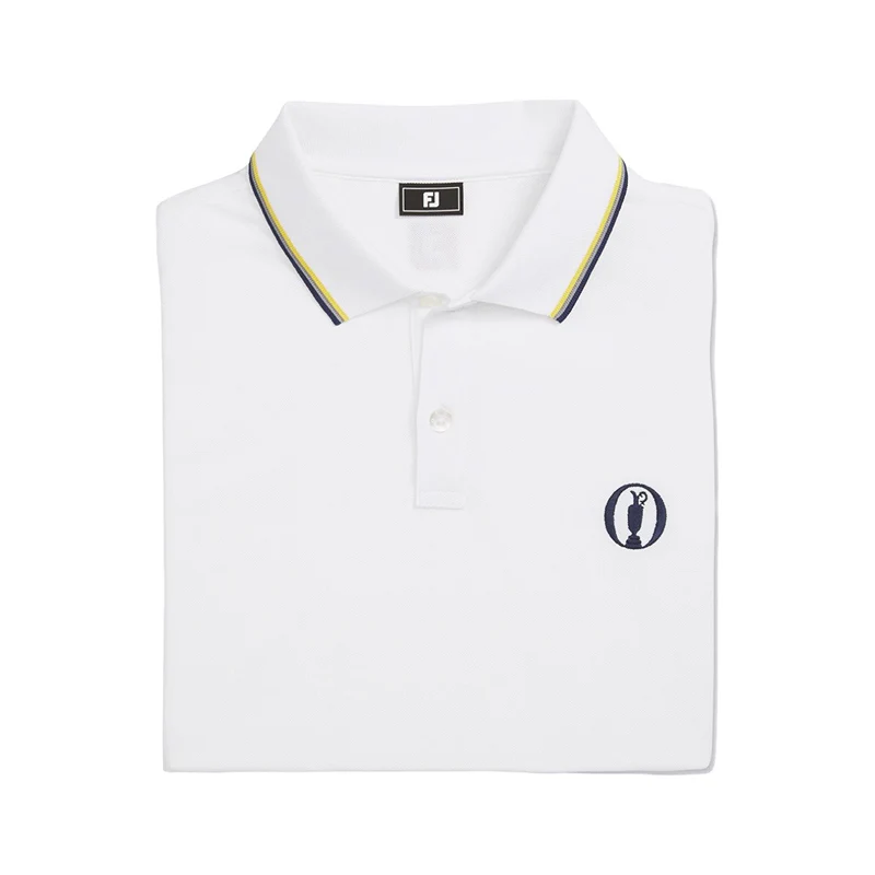 FOOTJOY Solid With Trim Pique Men's Polo (White) - Image 4