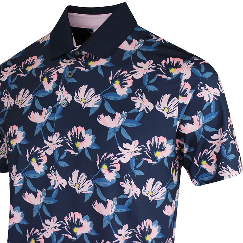 PUMA x Arnold Palmer Spring Florals Men's Polo (Navy/Pink) - Image 3