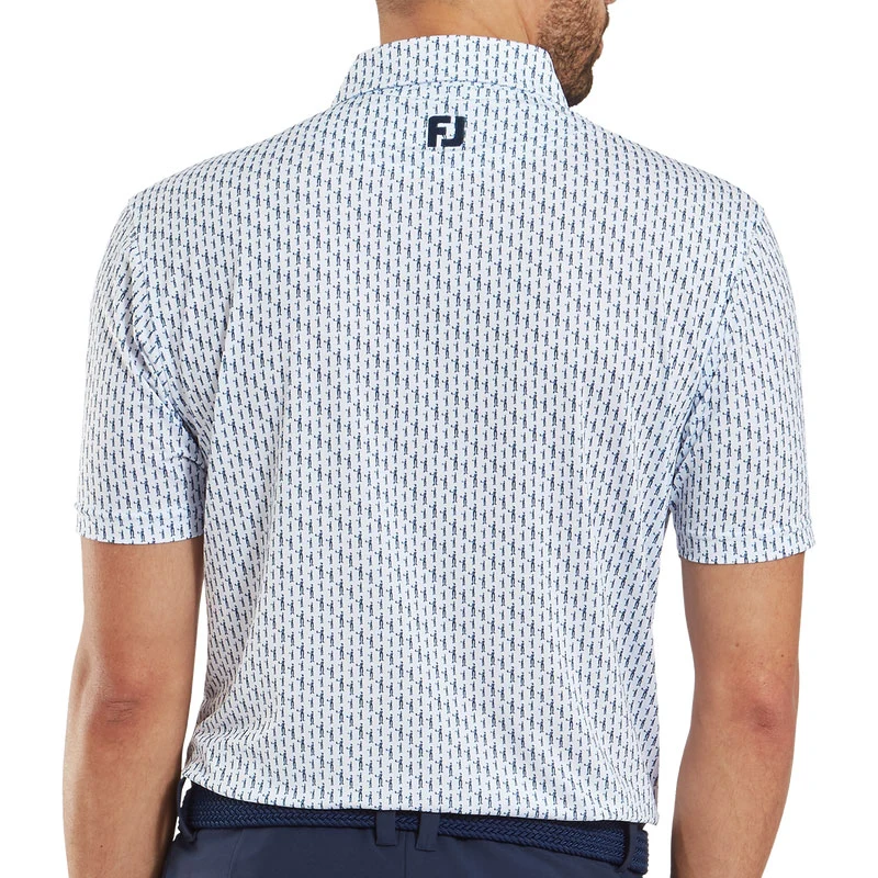 FOOTJOY Figure Print Lisle Men's Polo (Navy) - Image 4