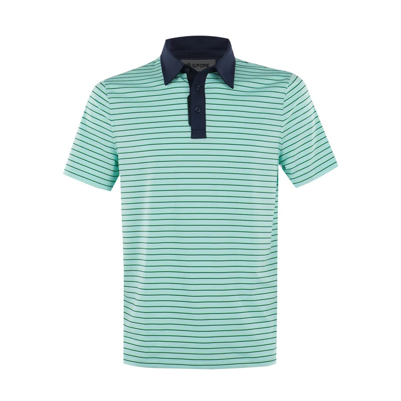 GFORE Feeder Stripe Men's Tech Jersey Polo (Menthol)