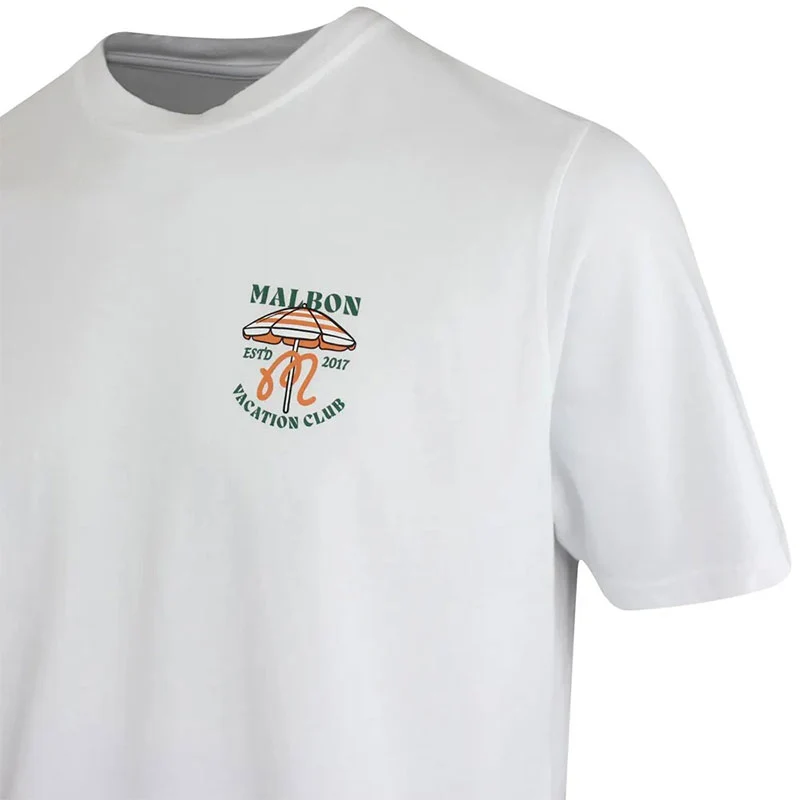 MALBON GOLF Vacation Club Men's T-Shirt (White) - Image 4