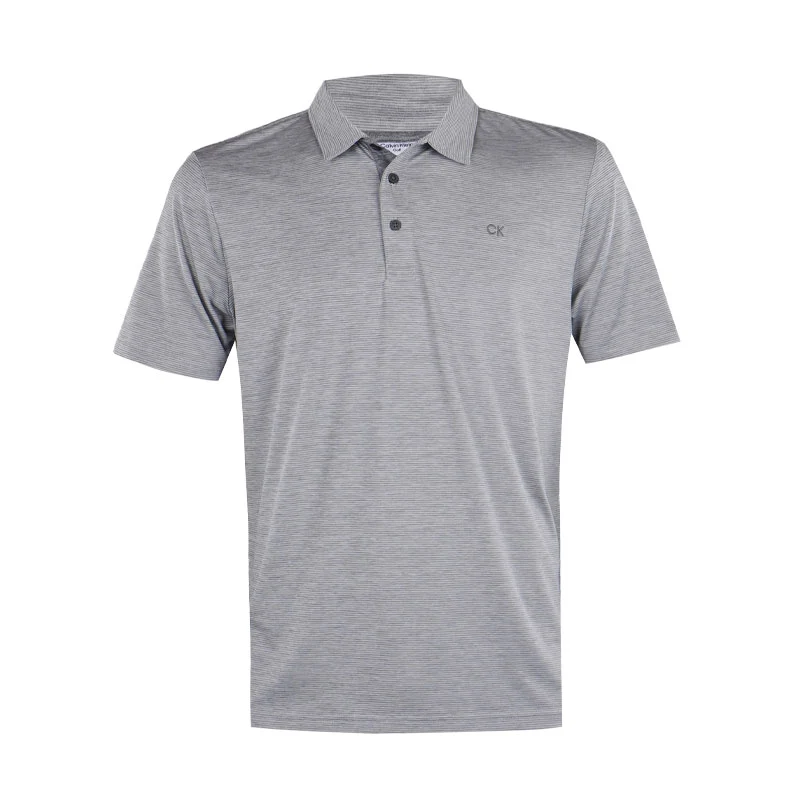 CALVIN KLEIN Hartford Mini Stripe Men's Polo (Silver)