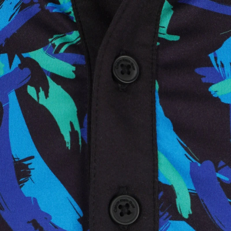 CALVIN KLEIN Brushstroke Print Men's Polo (Blue) - Image 3