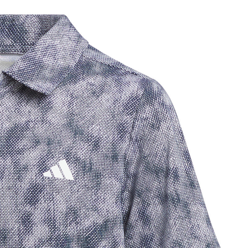 ADIDAS Performance Textured Print Boy's Polo (Navy) - Image 3