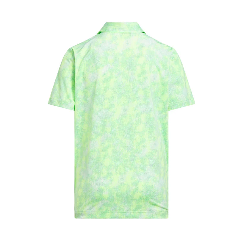 ADIDAS Performance Textured Print Boy's Polo (Lime) - Image 2