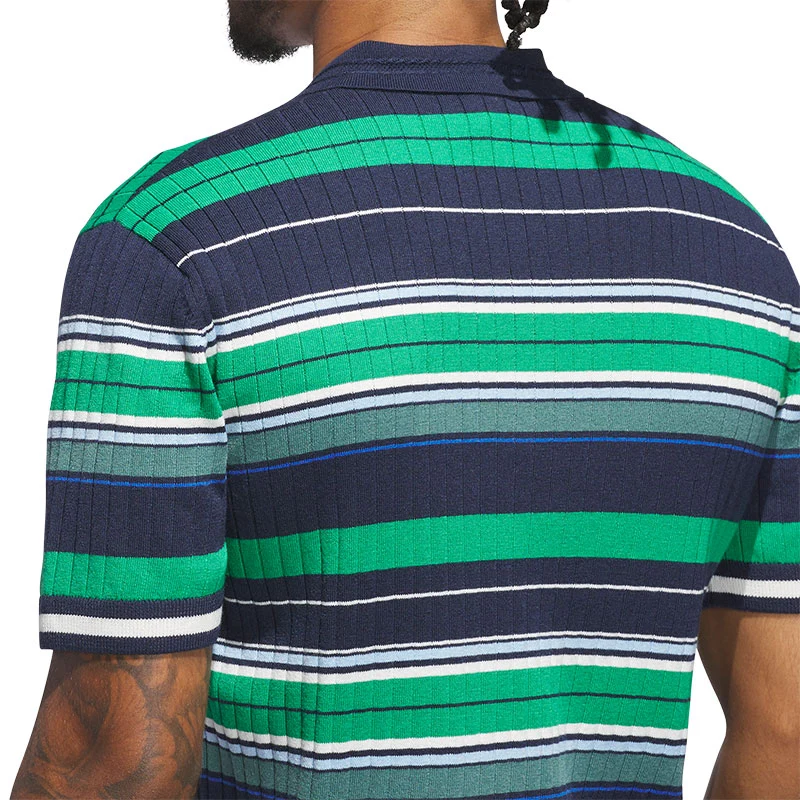 ADIDAS Originals Men's Knit Polo (Blue/Indigo) - Image 4