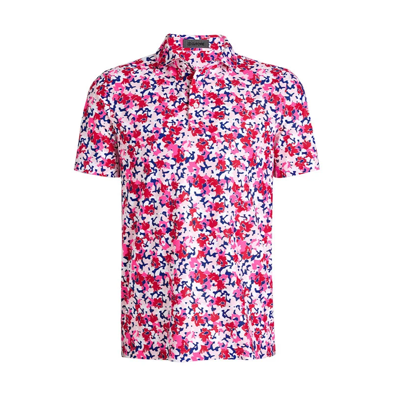 GFORE Camo Floral Tech Pique Men's Polo (Lava)