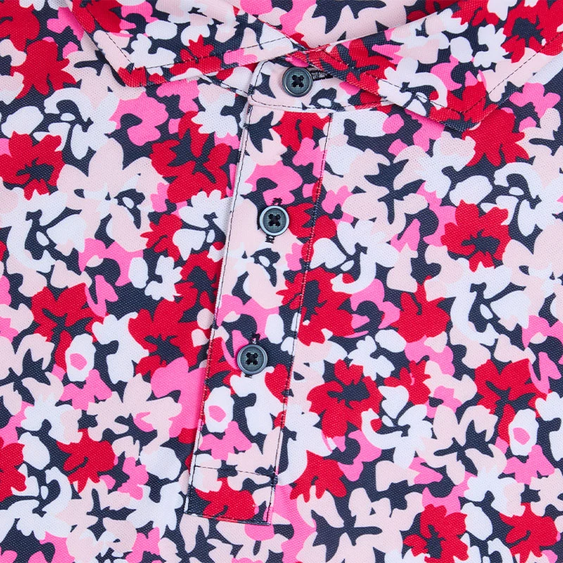 GFORE Camo Floral Tech Pique Men's Polo (Lava) - Image 4