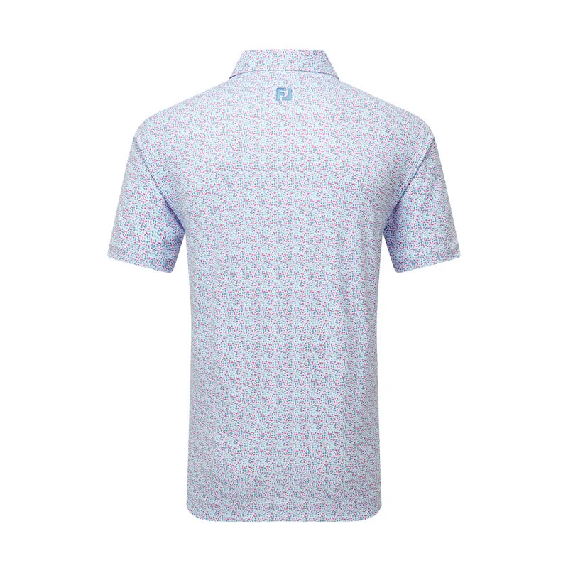 FOOTJOY Gamer Print Men's Pique Polo (White/Blue) - Image 2