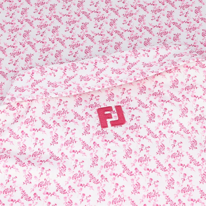 FOOTJOY Vintage Floral Lisle Men's Polo (White/Magenta) - Image 4
