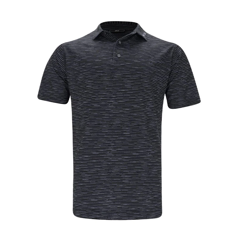 FOOTJOY Broken Stripe Print Men's Pique Polo (Black)