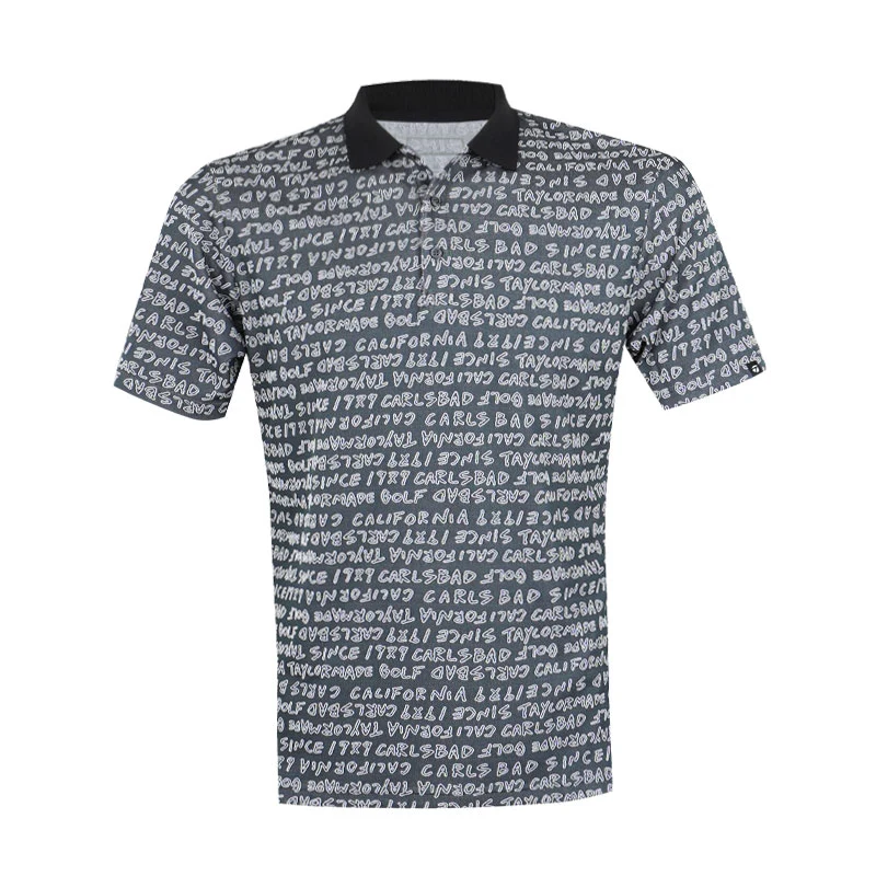 TAYLORMADE Wording Jacquard Men's Polo (Black)