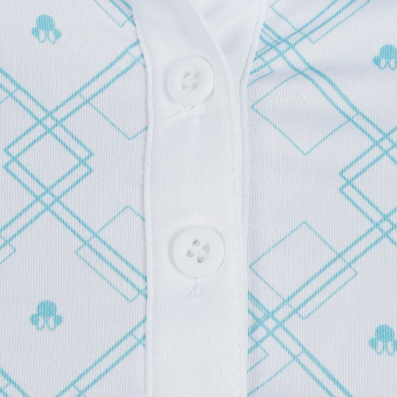 DISNEY Mickey Mouse Plaid Print Women's Polo (White/Blue) - Image 3