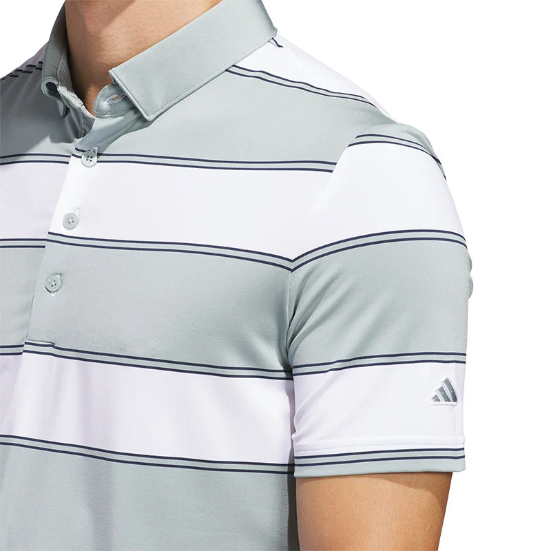 ADIDAS Ultimate365+ Jumbo Stripe Climacool Men's Polo (White/Green) - Image 3