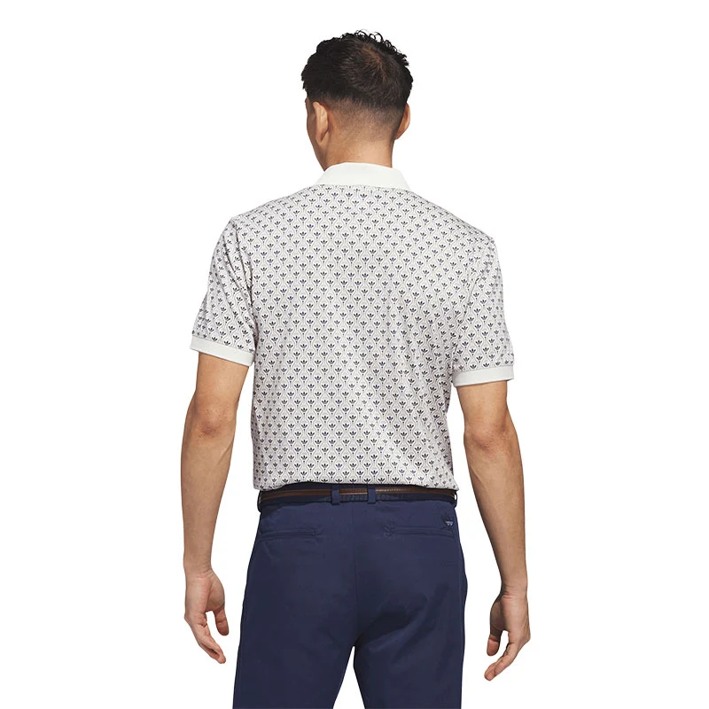 ADIDAS Originals All Over Trefoil Men's Polo (White/Indigo) - Image 2