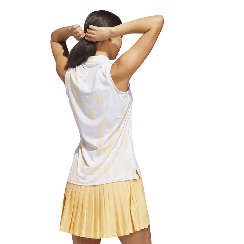 ADIDAS Ultimate365 Tour Printed Women's Sleeveless Polo (Orange) - Image 2