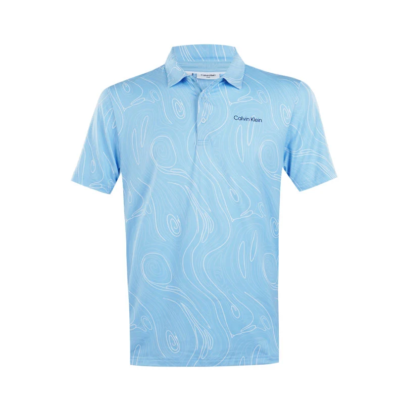 CALVIN KLEIN Marble Print Men's Polo (Blue Bell)