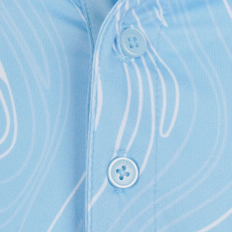 CALVIN KLEIN Marble Print Men's Polo (Blue Bell) - Image 3