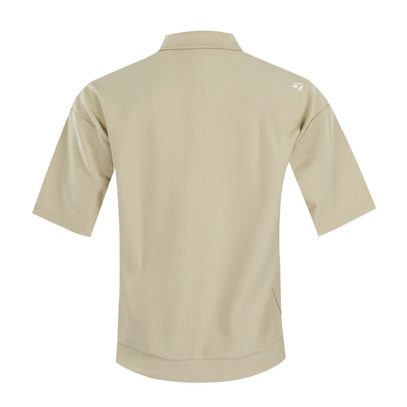 TAYLORMADE Relaxed Seersucker Women's Polo (Brown) - Image 2
