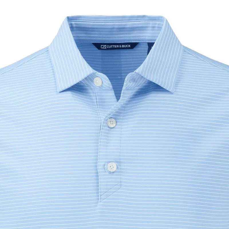 CUTTER & BUCK Forge Recycled Fine Line Stripe Men's Polo (Atlas/White) - Image 3