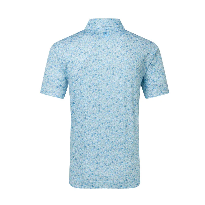 FOOTJOY Meadow Print Lisle Men's Polo (Blue) - Image 2