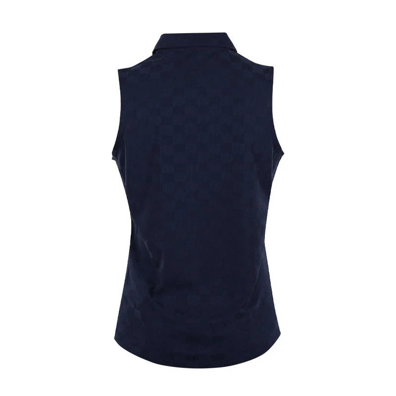 PUMA Check Jacquard Women's Sleeveless Polo (Deep Navy) - Image 2