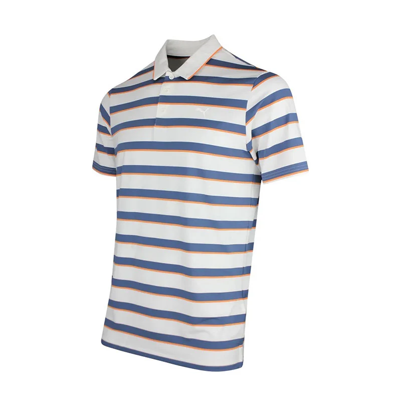 PUMA CLOUDSPUN Stripe Men's Polo (White/Indigo) - Image 3
