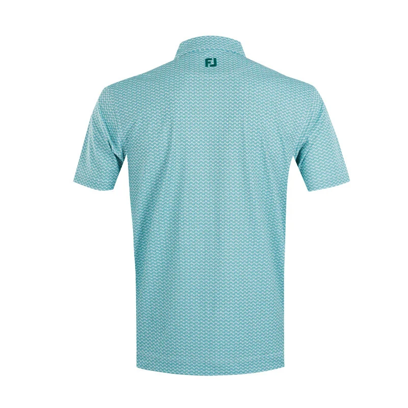 FOOTJOY Scallop Geo Pique Men's Polo (Green) - Image 2