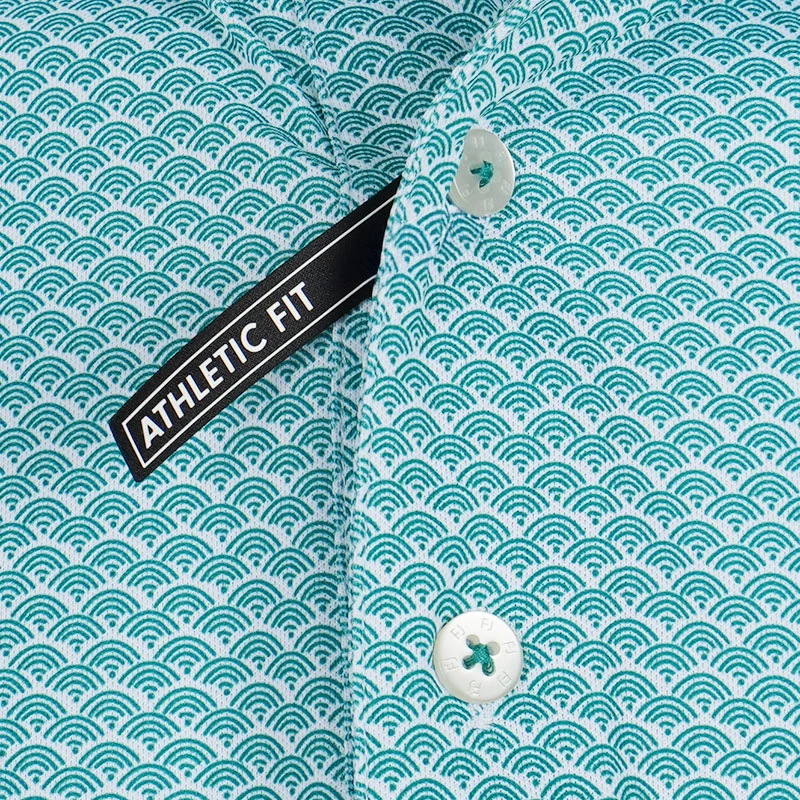 FOOTJOY Scallop Geo Pique Men's Polo (Green) - Image 3