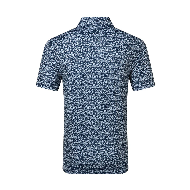 FOOTJOY Hidden Palm Print Lisle Men's Polo (Navy) - Image 2