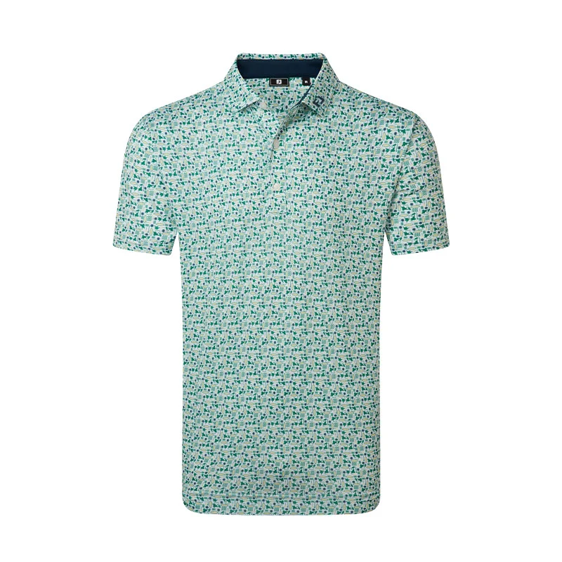 FOOTJOY Surfs Up Print Lisle Men's Polo (Green)