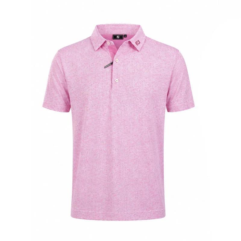 FOOTJOY Seersucker Print Lisle Men's Polo (Pink)