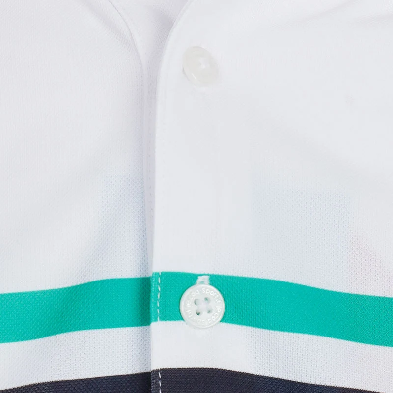 LE COQ SPORTIF GOLF Paneled Striped Men's Polo (White) - Image 3
