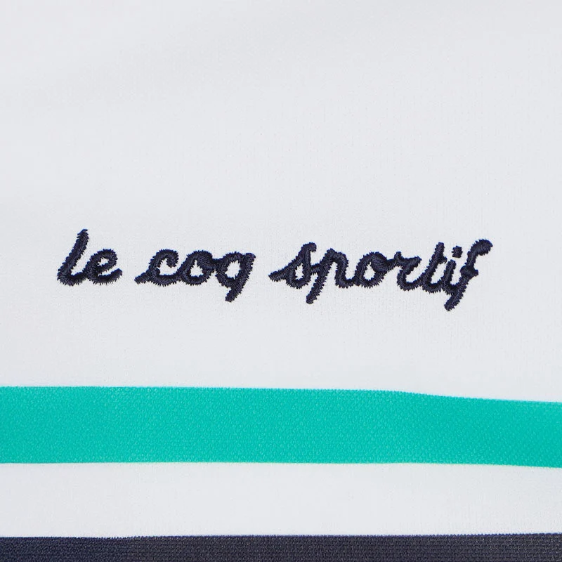 LE COQ SPORTIF GOLF Paneled Striped Men's Polo (White) - Image 4