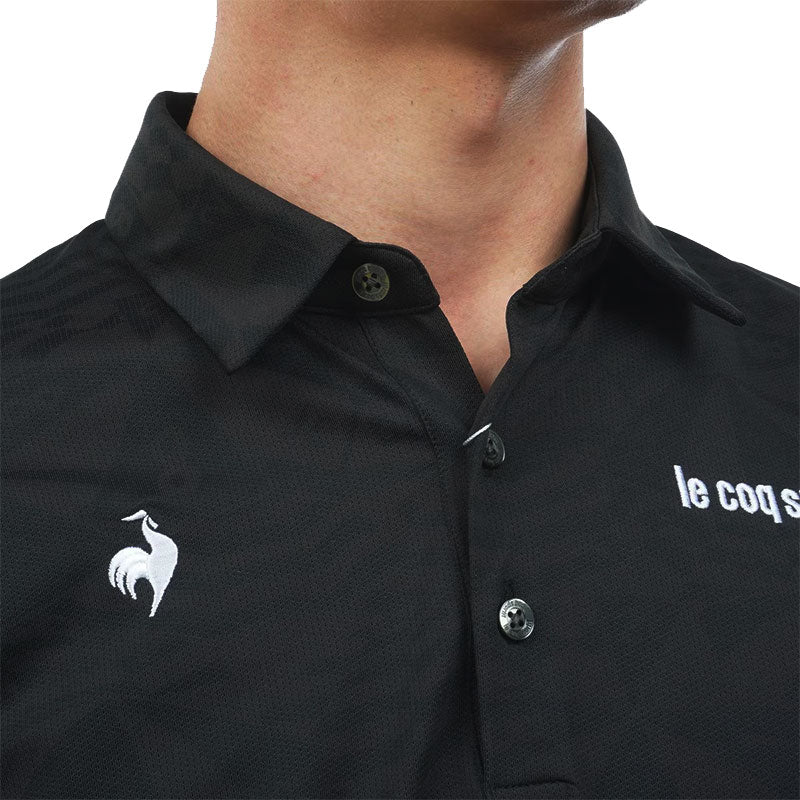 LE COQ SPORTIF GOLF Stretch Marine Parasol Jacquard Men's Polo (Black) - Image 3