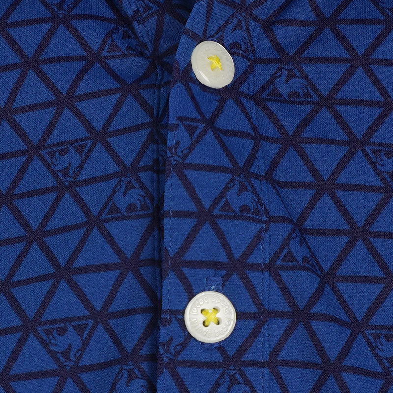 LE COQ SPORTIF GOLF Checkered Pattern Men's Polo (Blue) - Image 3